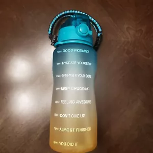 Fidus Hydrate Motivational Water Bottle Unisex Rare Blue Yellow Workout In Style - Picture 1 of 2