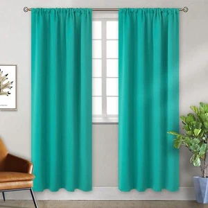 Rod Pocket Blackout Curtains - Thermal Insulated 52 x 84 Inch, 2 Panels, Teal - Picture 1 of 6