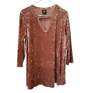 Bobeau Crushed Velvet Peekaboo Top Damen XL Mauve Grunge - Bild 1 von 8