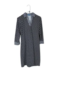Abito donna J McLaughlin geometrico blu bianco tessuto catalina taglia small - Foto 1 di 7