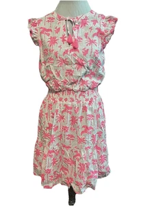 Nuevo con etiquetas Vestido Vineyard Vines Pink Palms & Palmeria Mangas Volantes - Pequeño - Imagen 1 de 6