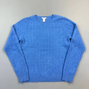 Maglione tweeds donna grande blu cashmere maglia cavo girocollo pullover - Foto 1 di 10