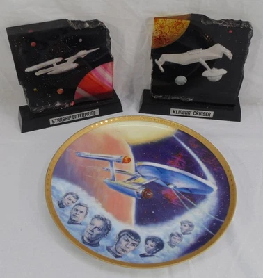 Lote 2 Exhibición de Esculturas Acrílicas Star Trek Nave Estelar Enterprise Klingon Cruiser  Foto 1 de 4