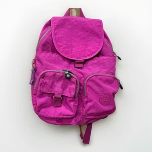 Kipling Firefly Pink Nylon Medium Backpack Bookbag No Charm CLEAN - Picture 1 of 8