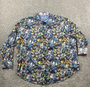 Robert Graham Shirt Men 4XL Button Up All Over Print Geometric Flip Cuff Stretch - Picture 1 of 15