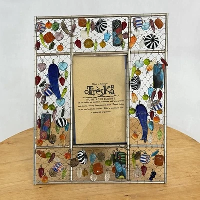 TRESKA Boho Bohemio Gitano Murano Arte Vidrio Cuentas Adorno Marco de Fotos Decoración Foto 1 de 4