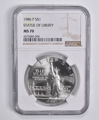 MS70 1986-P Statue of Liberty Commemorative Dollar NGC Brown Label *8303 - Image 1 of 4