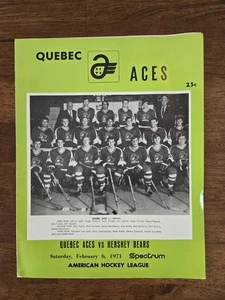 Rara Scorecard Vintage AHL Quebec Aces Vs Hershey Bears Autografo Firmato Roster - Foto 1 di 8