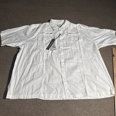 复古 Y2K Koman 运动纽扣衬衫男式 4XL 白色 — 第 1/4 张图片