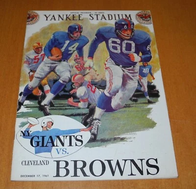 1961 Football New York Giants vs Cleveland Browns Media Program Scorecard 12/17 - Image 1 of 3