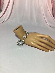 Chico's Gold Tone and Large Clear Rivoli Rhinestones Bracelet Mirror Back Bright - Picture 1 of 4