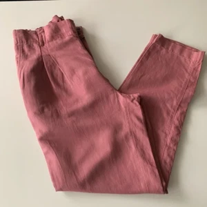 Ann Taylor Linen Pants Size MT Pink Straight Leg Paperbag Waist Pleated - Picture 1 of 11