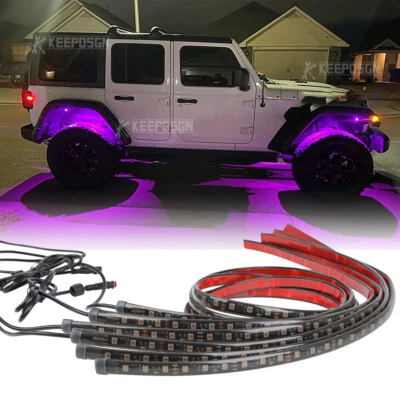 6PCS RGB LED Under Car Underglow body Light Strip Kit For Jeep JK & JKU Wrangler - Image 1 of 4