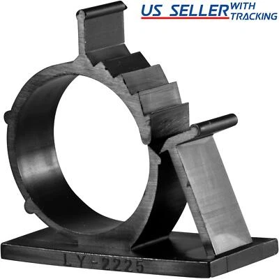 25x Cable Clips Adhesive Cord Management Organizer Wire Holders 1.0" Clamp Black - Image 1 of 3