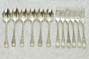 Set posate dessert cucchiai e forchette Sheffield Venetian pattern dessert set - Foto 1 di 10