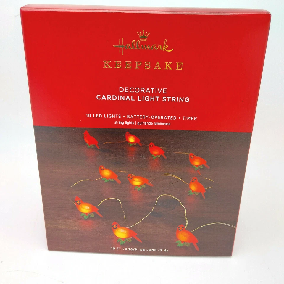 2021 Hallmark Decorative Cardinals Magic Light String 10' With 6 Hour Timer NIB - Image 1 of 4