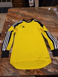 Adidas Goalkeeper Jersey Vtg M Soccer Shirt Padded Climalite Goalie Yellow Black