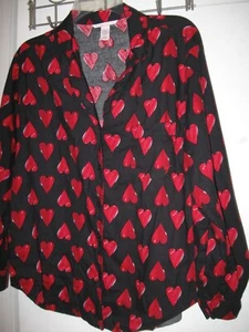 preowned M Button Front Women's VICTORIA'S SECRET NIGHT SHIRT medium Hearts - Picture 1 of 5