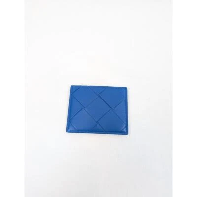 Estuche para tarjetas Bottega Veneta Intrecciao Nappa en azul BNWB OS Foto 1 de 4