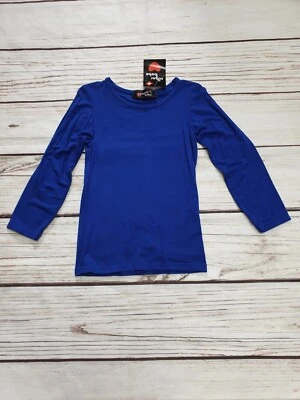 Girls Blue Coloured Long Sleeve Stretchy Tshirt Top - Image 1 of 4