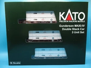 KATO N SCALE GUNDERSON MAXI-IV DOUBLE STACK CAR-BNSF ORIGINAL LOGO #253770-NEW!! - Picture 1 of 7