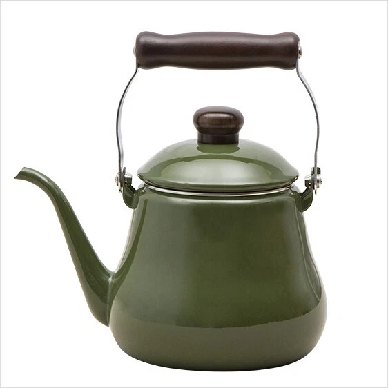 Kurihara Harumi Enamel Kettle 1.5L Green Gas Stove Japan - Image 1 of 4