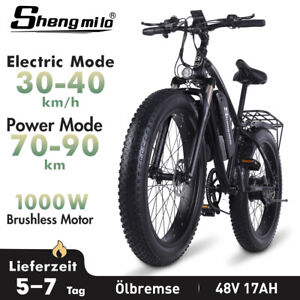 E Mountainbike 1000W Elektrofahrrad 26 Zoll Ebike 48V Fat Bike 7G shimano 816WH