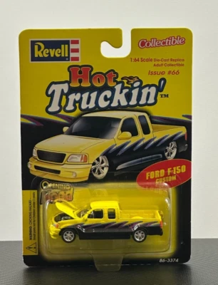 Revell Hot Truckin amarillo Ford F-150 edición personalizada #66 1:64 réplica fundida a presión Foto 1 de 4
