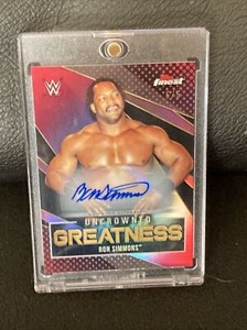 RON SIMMONS 2021 WWE TOPPS FINEST UNCROWNED GREATNESS RED REFRACTOR AUTO #d 5/5