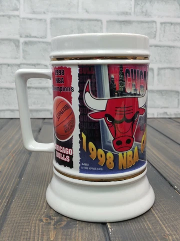 Vintage 1998 NBA Champions Chicago Bulls 3 Peat Finals Tall Coffee Cup/Mug Cover