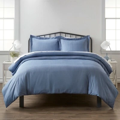 Conjunto de capa de edredom padrão 3 peças premium ultra macio azul diamante Kaycie cinza moda - Imagem 1 de 4