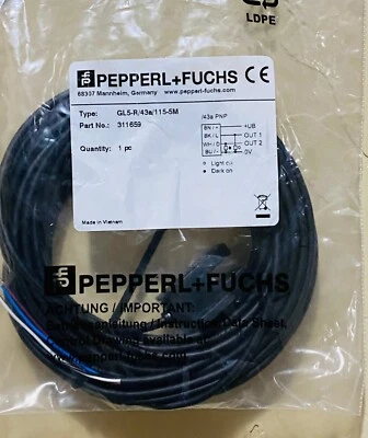 PEPPERL+FUCHS GL5R/43a/115-5M Photoelectric slot sensor NEW 15ft #311659 - Image 1 of 3