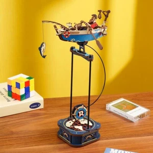 Wooden 3D Puzzle Fisherman Gravity Swing Model Kit DIY Fishing Toys Building Toy - Picture 1 of 7