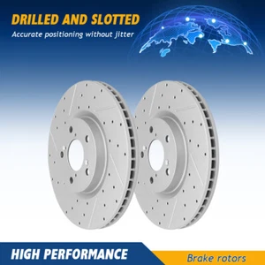 Rotores de freno de disco delanteros perforados y ranurados para Acura MDX RLX ZDX Honda Pilot - Imagen 1 de 3