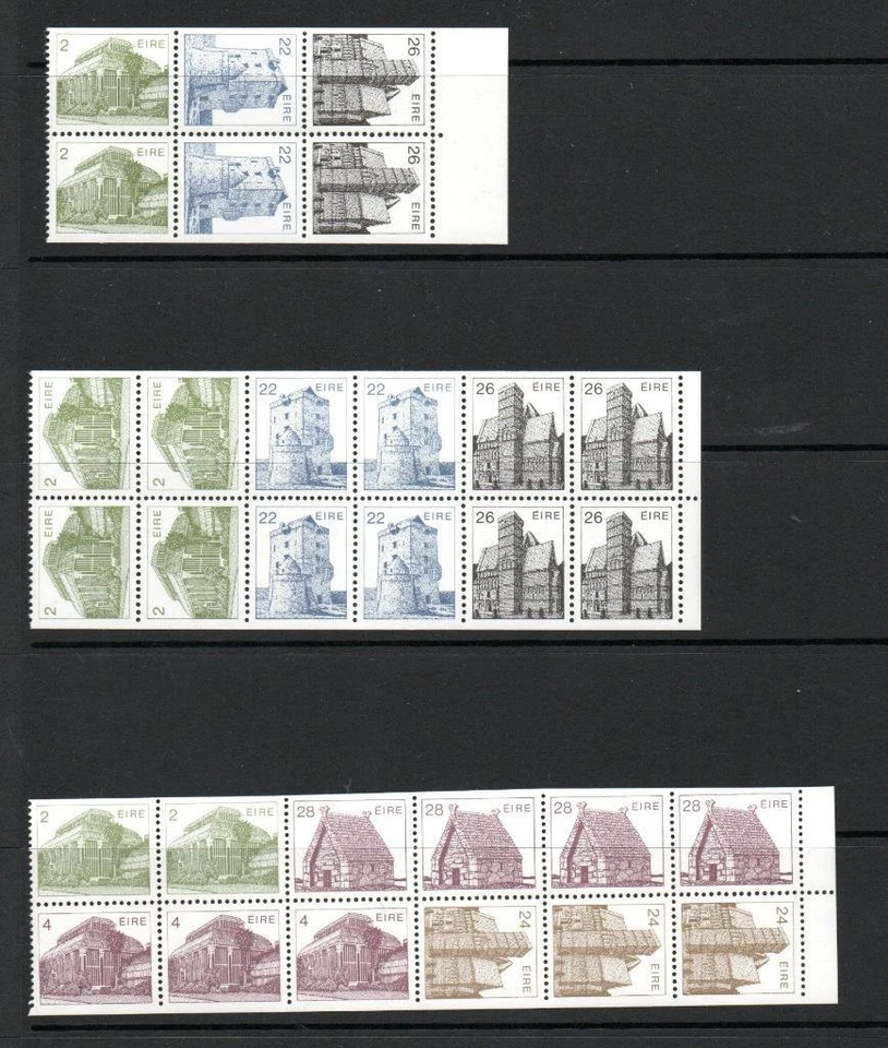 IRELAND MNH 1982-1990 SG533ab/ac & ad IRISH ARCHITECTURE BOOKLET PANES - Image 1 of 1