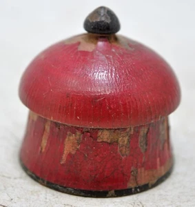 Antique Wooden Kum Kum Powder Tika Box Original Old Lacquer Painted - Picture 1 of 6