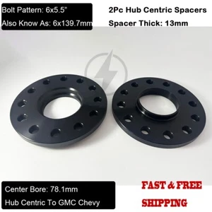 2Pc 6x5.5 Hub Centric Wheel Spacers 13mm For Chevy GMC 1500 Silverado 6x139.7 - Picture 1 of 5
