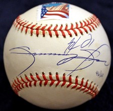 SAMMY SOSA #21 60TH HOME RUN 1999 STAMPED DATE BASEBALL 99 HR 64 JSA COA 46 / 60