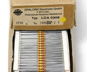 1800x Draloric LCA 0309 resistencia, 270 kOhm / 0,35 W, resistencias amplificador de tubo, nuevo de lote antiguo - Imagen 1 de 1