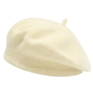 Wool Kids Beret Hat Girls Solid Color Artist French Beret Cap Beige - Picture 1 of 5