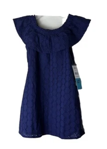 Super Cute Girl's Nautica Navy Blue Eyelet Lace Sun Dress Sundress Size 4T - Picture 1 of 5
