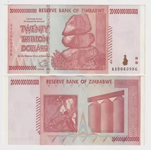 ZIMBABWE 20 TRILLION DOLLARS, 2008, P-89, AA VF-XF BANK NOTE - Bild 1 von 1
