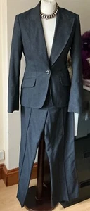 NEXT,DARK GREY,LOW-WAIST FLARED FITTED SMART TROUSER SUIT UK 8-10 - Picture 1 of 10