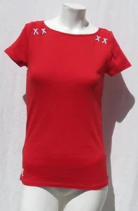 LRL RALPH LAUREN Nautical Red Soft Cotton Boatneck Tee Shirt Top size XS S EUC - Picture 1 of 5
