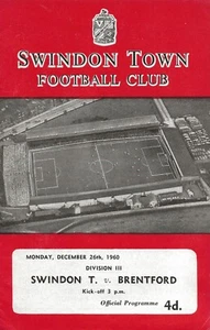 SWINDON TOWN V BRENTFORD ~ 26 DECEMBER 1960 ~ DIVISION THREE FOOTBALL PROGRAMME - Picture 1 of 1