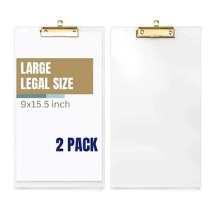 UNIQOOO 2 Pack Clear Acrylic Clipboard with Gold Low Profile Clip, 9x15.5 Leg... - Picture 1 of 5