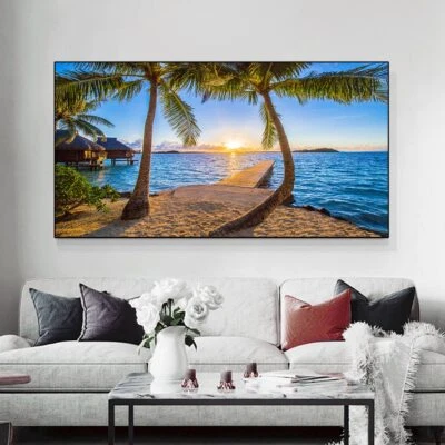 Beach Sunset Landscape Canvas Painting Canvas Wall Art Print Home Décor Mural - Image 1 of 2