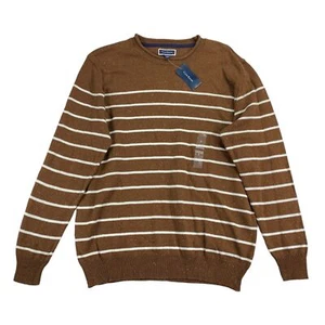 Club Room Mens Gregor Striped Crewneck Sweater Brown L - Picture 1 of 4