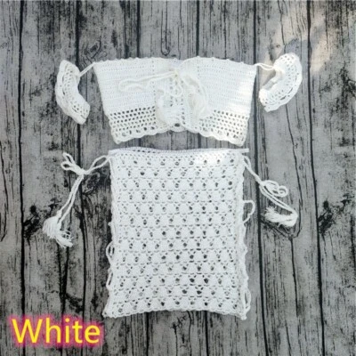 Minifalda de ganchillo a mano para mujer Traje de baño Sexy Playa Bikini Cubrir Falda Conjunto Foto 1 de 4