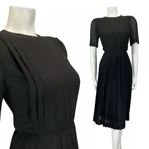 VINTAGE 60s 70s BLACK SHEER PIERRE CARDIN CREATION FIT & FLARE DRESS 10 - Bild 1 von 8